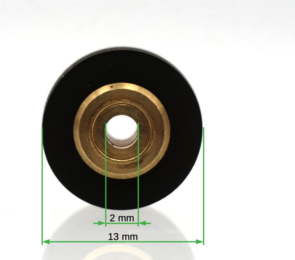Pinch roller 13x8x2 mm brass version for cassette decks - Image 3