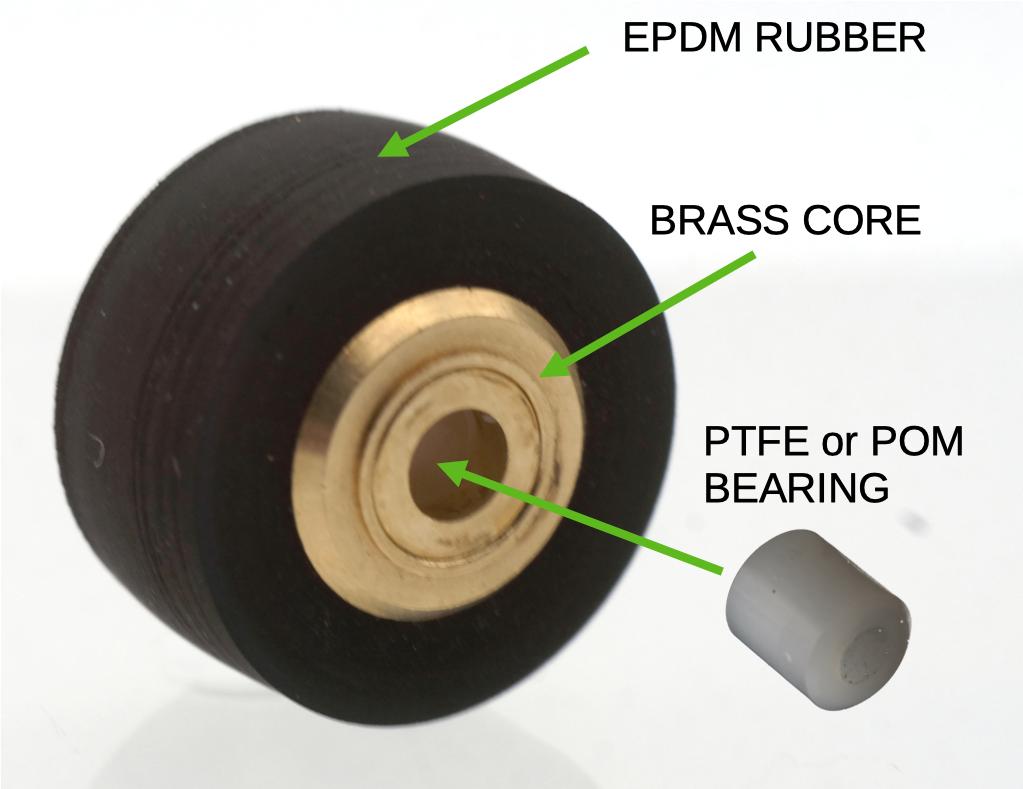 Pinch roller 13x8x2.5 mm brass version for cassette decks